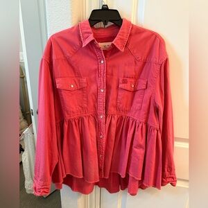 We The Free Coral Button-Down Shirt